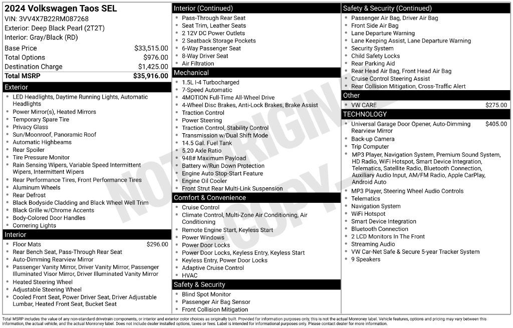 2024 Volkswagen Taos 1.5T SEL