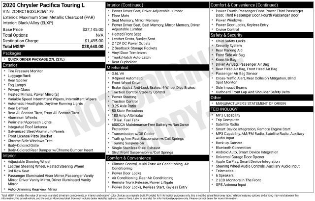 2020 Chrysler Pacifica Touring L