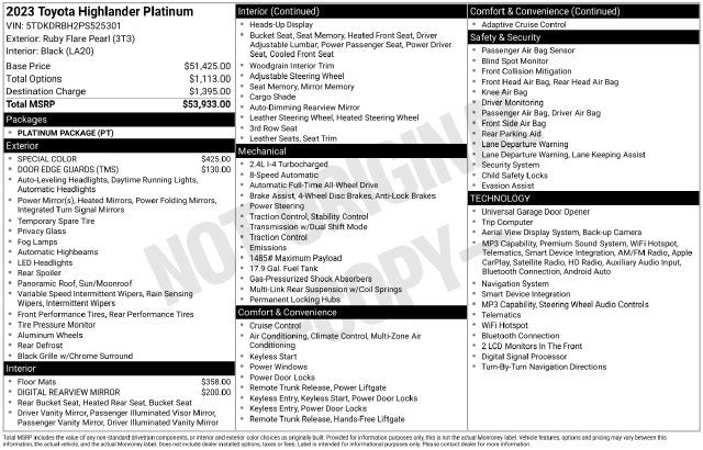 2023 Toyota Highlander Platinum
