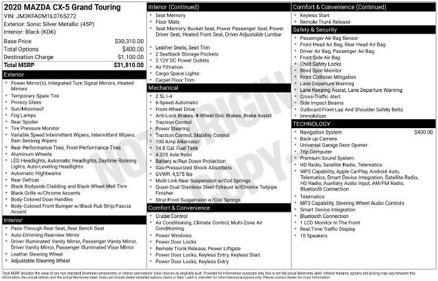 2020 Mazda Mazda CX-5 Grand Touring
