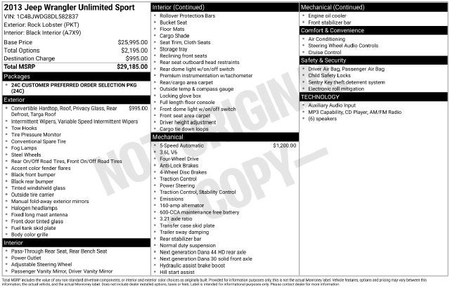 2013 Jeep Wrangler Unlimited Sport