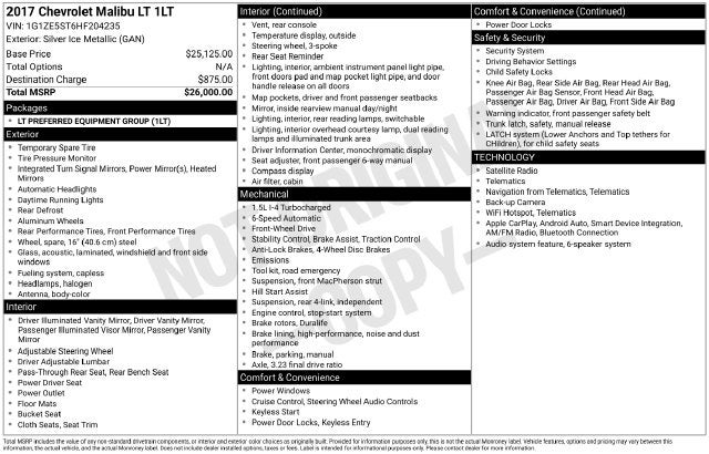 2017 Chevrolet Malibu LT 1LT