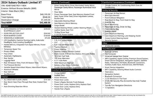 2024 Subaru Outback Limited XT