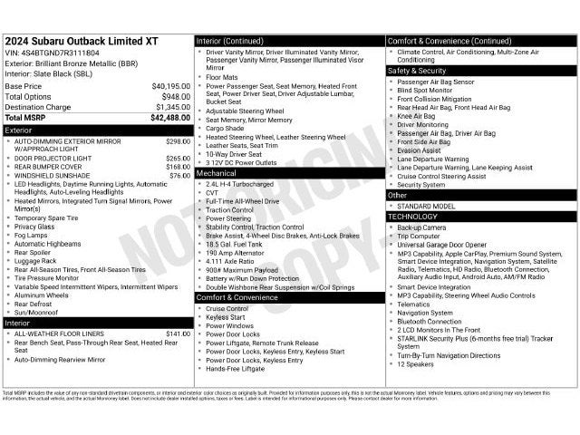 2024 Subaru Outback Limited XT