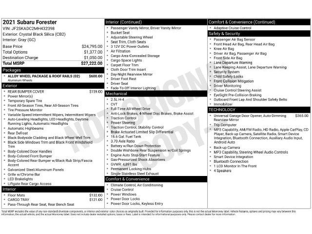 2021 Subaru Forester Base