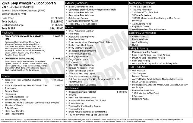 2024 Jeep Wrangler Sport S