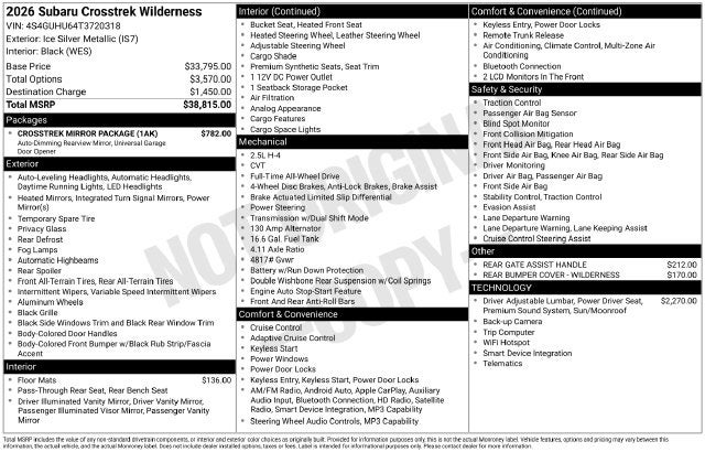 2026 Subaru CROSSTREK Wilderness