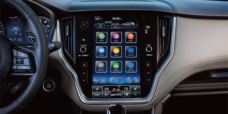 Center console touchscreen display in Subaru SUV dashboard