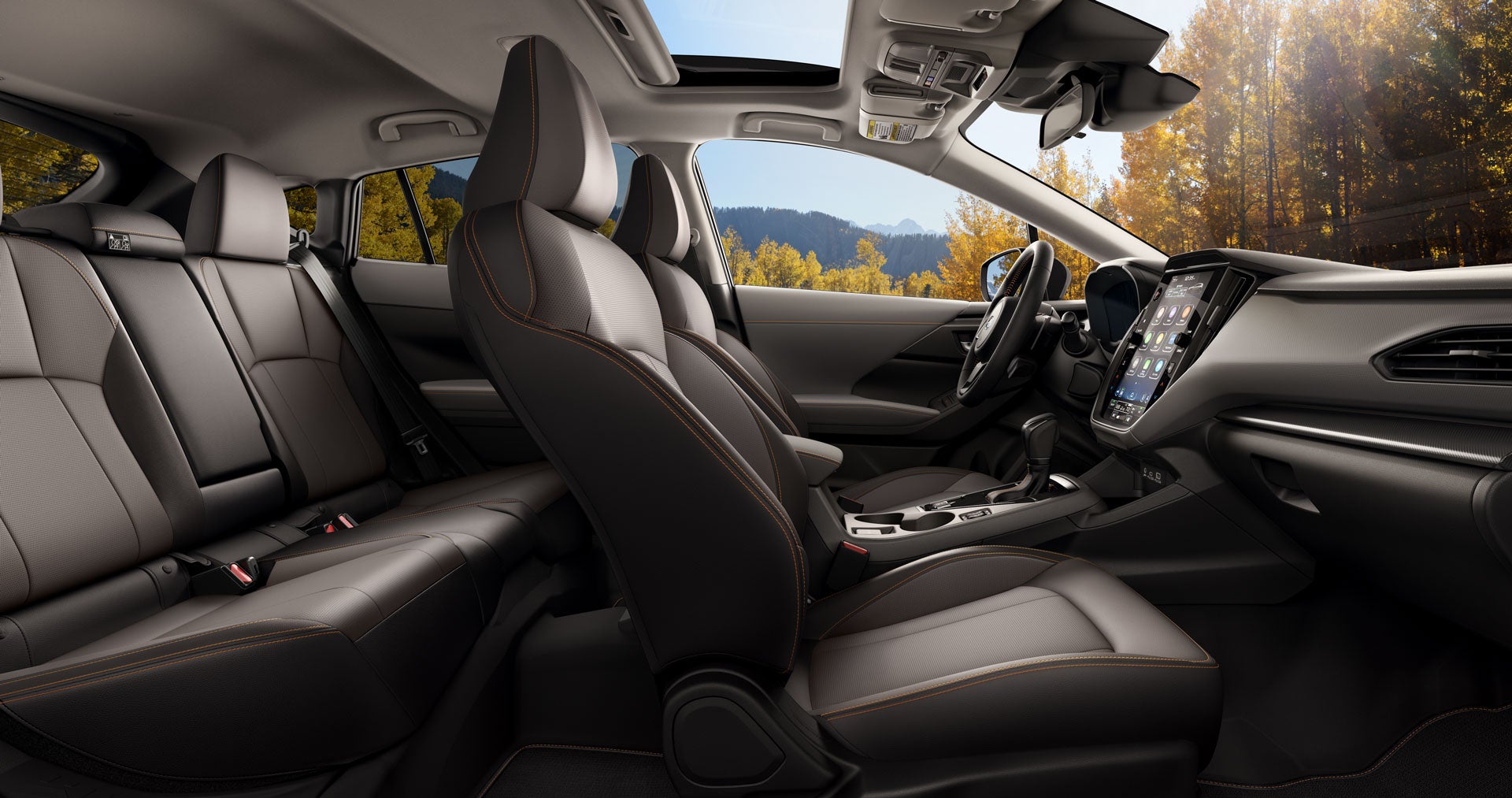 2026 Crosstrek Limited Hybrid Shown in Gray StarTex® w/Orange Stitch